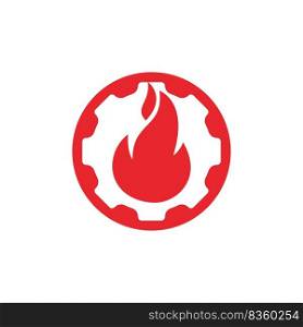 Gear and fire vector logo design template.	