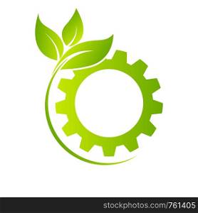 Gear And Leaf Logo Vector
