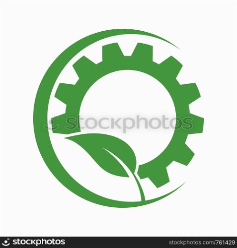 Gear And Leaf Logo Vector