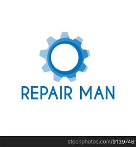 Gear and man logo represents strength and machinery with a human touch