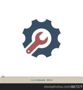 Gear and Tool Icon Logo Illustration Design. Vector EPS 10.