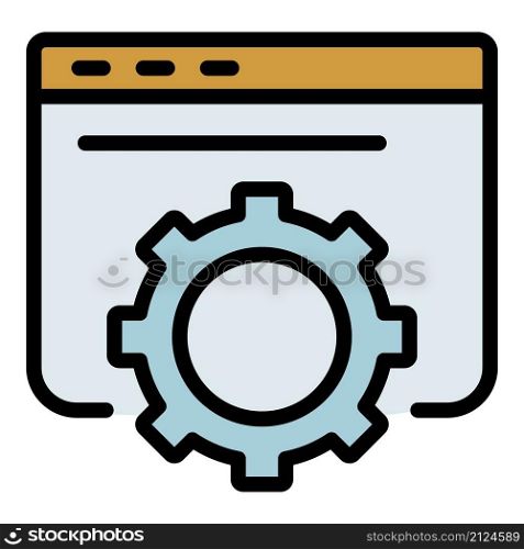 Gear application window icon. Outline gear application window vector icon color flat isolated. Gear application window icon color outline vector
