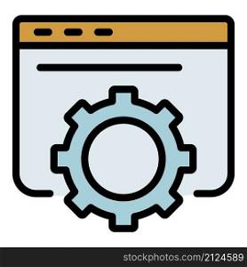 Gear application window icon. Outline gear application window vector icon color flat isolated. Gear application window icon color outline vector