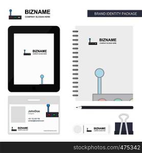 Gear box Business Logo, Tab App, Diary PVC Employee Card and USB Brand Stationary Package Design Vector Template