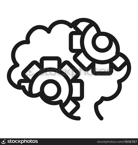 Gear brain icon outline vector. Head mind. Health process. Gear brain icon outline vector. Head mind