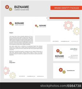 Gear Business Letterhead, Envelope and visiting Card Design vector template