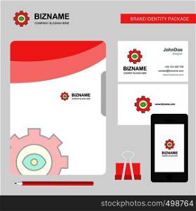 Gear Business Logo, File Cover Visiting Card and Mobile App Design. Vector Illustration