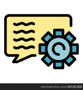 Gear chat icon outline vector. Speach election. Student school color flat. Gear chat icon vector flat