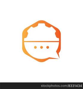 Gear chat vector logo design template. Gear bubble chat vector logo. 