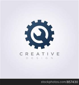 Gear Circle Mechanic Vector Illustration Design Clipart Symbol Logo Template.