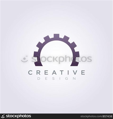 Gear Circle Mechanic Vector Illustration Design Clipart Symbol Logo Template.