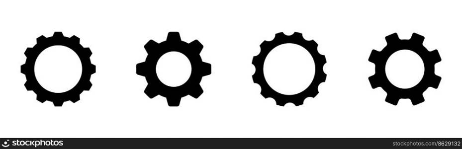 Gear cog wheel icon set of 4, design element suitable for websites, print design or app