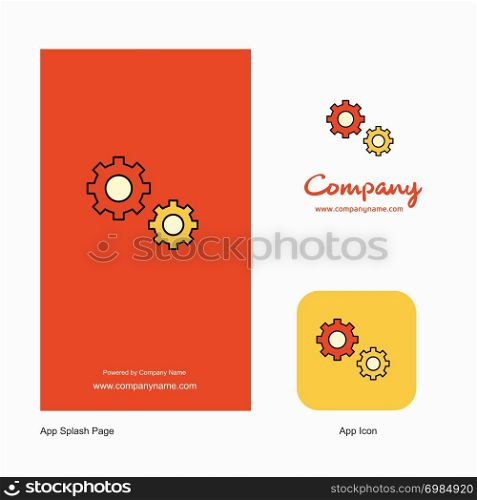 Gear Company Logo App Icon and Splash Page Design. Creative Business App Design Elements