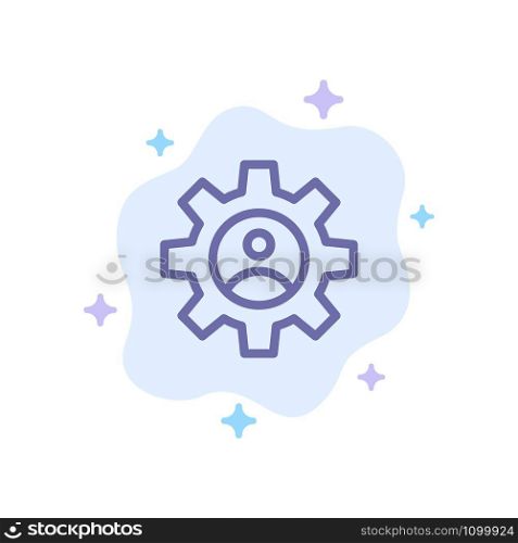 Gear, Controls, Profile, Use Blue Icon on Abstract Cloud Background