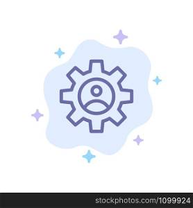 Gear, Controls, Profile, Use Blue Icon on Abstract Cloud Background