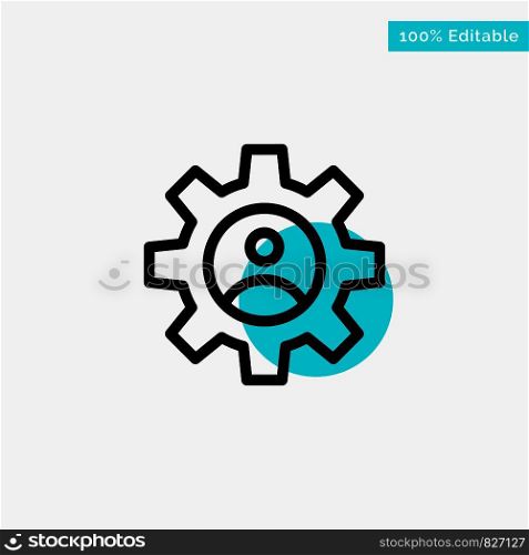 Gear, Controls, Profile, Use turquoise highlight circle point Vector icon