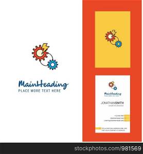 Gear Creative Logo and business card. vertical Design Vector