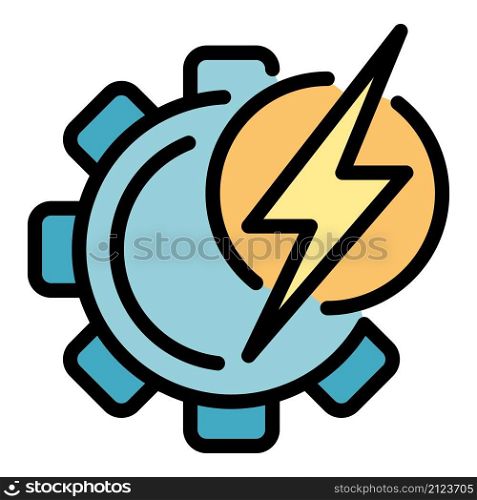 Gear electric energy icon. Outline gear electric energy vector icon color flat isolated. Gear electric energy icon color outline vector