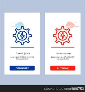 Gear, Energy, Solar, Power Blue and Red Download and Buy Now web Widget Card Template