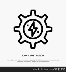 Gear, Energy, Solar, Power Line Icon Vector