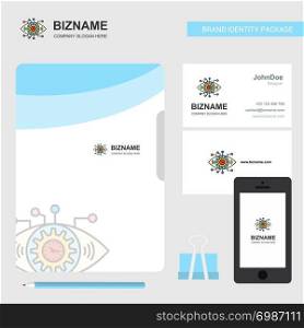 Gear eye Business Logo, File Cover Visiting Card and Mobile App Design. Vector Illustration