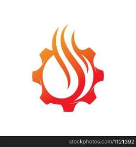 Gear Fire Logo Template vector icon illustration design