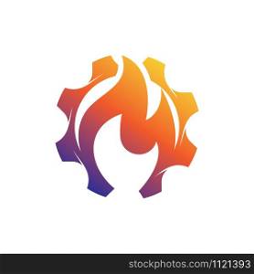 Gear Fire Logo Template vector icon illustration design