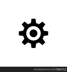Gear. Flat Vector Icon. Simple black symbol on white background. Gear Flat Vector Icon
