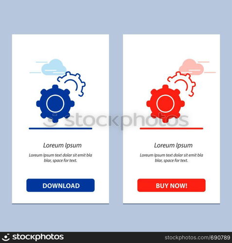Gear, Gears, Setting Blue and Red Download and Buy Now web Widget Card Template