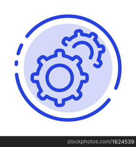 Gear, Gears, Setting Blue Dotted Line Line Icon