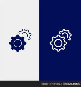 Gear, Gears, Setting Line and Glyph Solid icon Blue banner Line and Glyph Solid icon Blue banner
