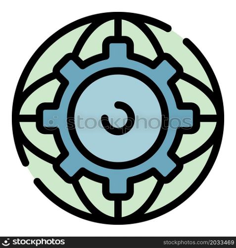Gear global education icon. Outline gear global education vector icon color flat isolated. Gear global education icon color outline vector