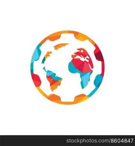Gear global vector logo design. Gear planet icon logo design element.	