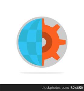 Gear, Globe, Setting, Business Abstract Circle Background Flat color Icon