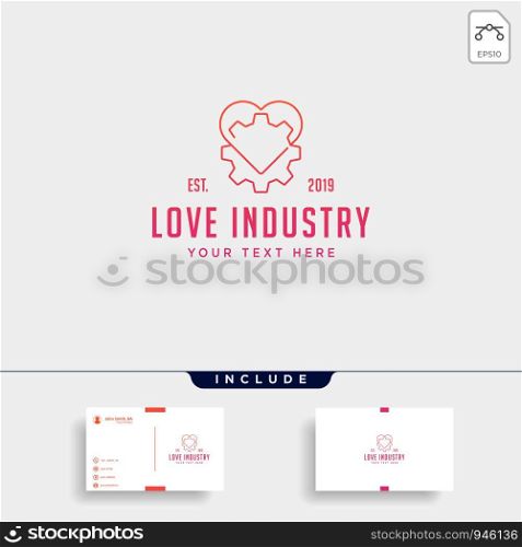 gear heart logo line health industry vector icon design