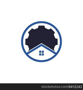 Gear house vector logo design. Gear home technology Logo design template. 