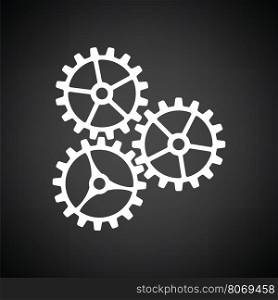 Gear icon. Black background with white. Vector illustration.