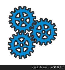 Gear Icon. Editable Bold Outline With Color Fill Design. Vector Illustration.