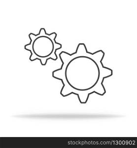Gear icon for settings or mechanism. Flat with shadow. Cogweel linear style. Vector EPS 10
