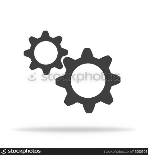 Gear icon for settings or mechanism. Flat with shadow. Cogweel style. Vector EPS 10