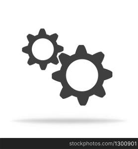 Gear icon for settings or mechanism. Flat with shadow. Cogweel style. Vector EPS 10