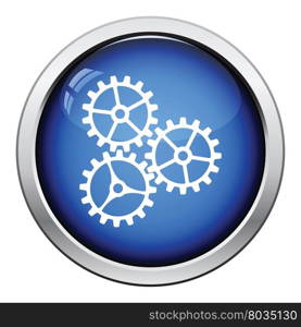 Gear icon. Glossy button design. Vector illustration.