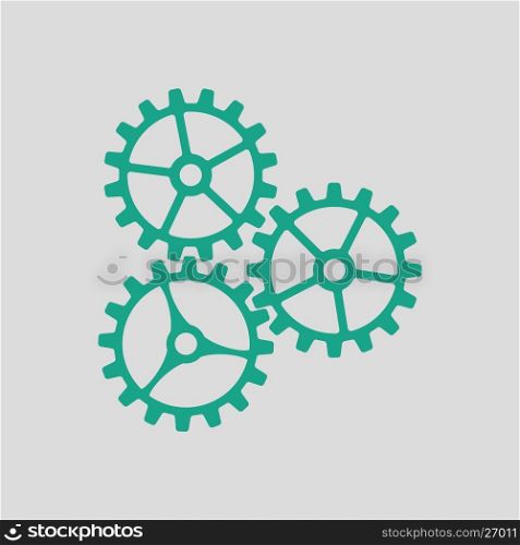 Gear icon. Gray background with green. Vector illustration.