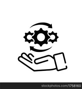 Gear icon in hand. Setting icon. Vector on isolated white background. EPS 10.. Gear icon in hand. Setting icon. Vector on isolated white background. EPS 10