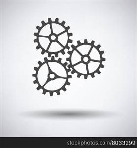 Gear icon on gray background, round shadow. Vector illustration.