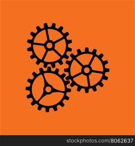 Gear icon. Orange background with black. Vector illustration.