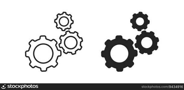 Gear icon set on white background. Icon set. Mechanism sign. Round shape. Vector illustration.  