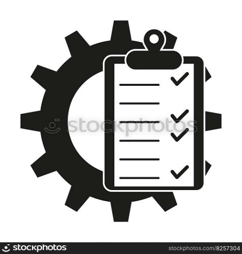 Gear icon tablet notes. Document symbol. Vector illustration. EPS 10.. Gear icon tablet notes. Document symbol. Vector illustration.
