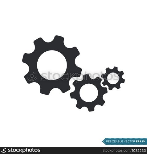 Gear Icon Vector Template, Flat Design Engineering Cogwheel Illustration Design