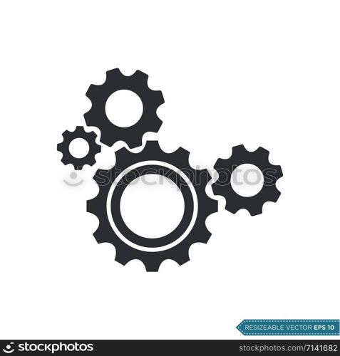 Gear Icon Vector Template, Flat Design Engineering Cogwheel Illustration Design